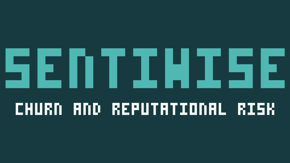 SentiWise placeholder card with the heading Churn and reputational risk